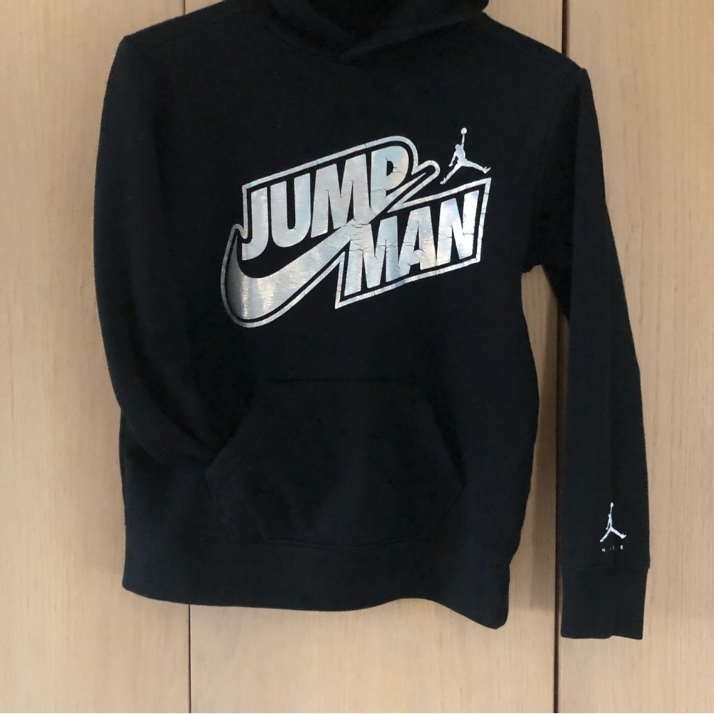 Jordan Jumpman + Nike Iridescent Logo Black Pullover Hoodie Big Boys L 12-13 Yrs - Picture 10 of 10